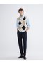 Beige V-Neck Diamond Patterned Men's Knitwear Sweater - 2