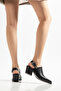 Black Matte Leather Buckled Embroidered Closed Front Open Back Western Cowboy Sandals Shoes - 6