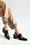 Black Matte Leather Buckled Pin Detail Closed Front Open Back Western Cowboy Sandals Shoes - 6
