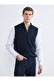 Navy Blue Mock Neck Men's Knitwear Sweater