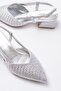 Women's Evening Dress Shoes with Stone-Embellished Silver Heels - 4