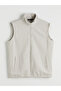 Beige Mock Neck Zippered Men's Fleece Vest - 5