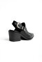 Black Matte Leather Buckled Embroidered Closed Front Open Back Western Cowboy Sandals Shoes - 3