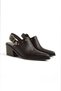 Bitter Brown Matte Leather Buckled Pin Detail Closed Front Open Back Western Cowboy Sandals Shoes - 2