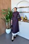 Lace Detailed Denim Dress Plum
