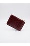 Shiny Faux Leather Card Holder Wallet -Burgundy