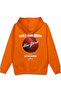 Basketball New York Back Printed Hooded Half Oversized Sweatshirt Orange Hoodie 1420