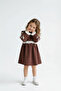 Lace Detailed Vintage Boho Kids Velvet Dress - 4