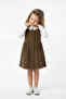 Girl's Lace Collared Corded Fabric Velvet Gilet and Long Sleeve Sweat Set - 4
