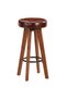 Bar stools, 2 pcs., Genuine Leather & solid acacia wood - 2
