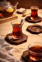 Set of 4 Natural Wooden Coasters Walnut Color Stylish Presentation Plate - 3