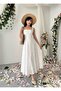 Cinderella British Beige Fabric Pink Floral Embroidered Strap Long Dress