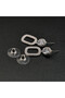 Silver Tone Geometric Drop Earrings – Cushion Stone + Sparkling Oval Frame - 4