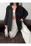 Women's Oversized Shirt Long Sleeve Basic Black Shirt Relaxed Cut - 4