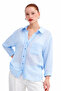 Women's Blue Striped Casual Shirt Visco Fabric Summer Oversized Comfortable Shirt