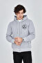Men's 3-thread cotton zip-up hoodie with kangaroo pocket and print - grey - 8