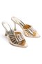 Women's Gold Stone Buckled Heeled Evening Dress Slipper - 3
