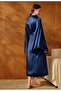 Women's Lace Detailed Bat Sleeve Long Dress with Belt Sleeves - 2