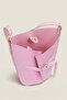 Luna Pink Canvas Bucket Shoulder Bag - Adjustable Shoulder Strap, Gold Accessories - 2