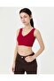 Cherry Red Ecovero ™ Viscose Gathered V-Neck Yoga Bra with Breast Pads