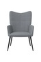 Lounge chair with stool, light gray, textile - 3