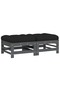 Garden stools with cushions, 2 pcs., grey, solid pine wood - 2