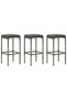Bar stools with cushions, 3 pcs., grey, polyrattan