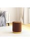 Round storage stool, brown, Velvet
