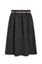 4887 Women's Skirt with Scarf Detail and Elastic Waist Midi Length Black - 4