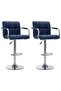 Scaune de bar, 2 buc., albastru, material textil