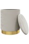 Round storage stool, light gray, Velvet - 3