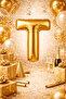 Gold "T" Letter Foil Balloon – 100 cm