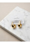 Gold Drop Shape Minimal Earrings Shiny Curved Modern Stylish Daily Women's Accessory - 2