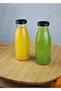 3 Pieces Glass Bottle Fruit Juice Ayran Detox Bottle 250 ml Black Metal Cap Bottle - 5