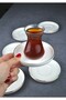 Porcelain Tea Plate for 6 Persons with Gold Gilding, 6 Pieces Plain Modern Tea Plates - Striped - 2