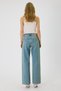 Women's Blue Random Tint Washed Wide Leg Jean Pants – High Waist Loose Leg Long Length 100% Cotton Denim - 6