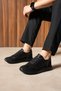 Montex Men's Black Lace-Up Comfort Sole Casual Sneakers Daily Shoes