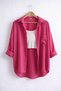 Women's 3-Pack Lilac Purple Pink Cotton Pcs Oversized Cotton Pcs Linen Single Pocketed Casual Shirts - 4