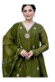 Green Embroidered Anarkali Kurta and Pant with Dupatta - ALV2123 - Green - 3