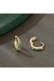 💚   Elegant and Stylish Gold Color Green Zirconia Stone Detailed Trendy Copper Earrings 💚 - 3
