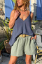 Italian Navy Blue Strappy Y Soft-Textured A-Form Fit Loose D Woven Blouse 65 50 - 5