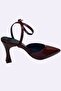 Burgundy Pointed Toe Ankle Strap Heeled Shoes