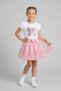 Girls' Pink Ribbon Patterned T-Shirt Pink Ruffle Tutu Skirt April 23Rd Show Outfit