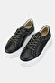 Women's Black Genuine Natural Leather Size 36-41 Lace-Up Sneaker Shoes - 2