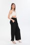 Women's Black Italian B Drawstring Waist B Wide-Leg K Linen Pants Size 40 - 46 - 5
