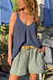 Italian Navy Blue Strappy Y Soft-Textured A-Form Fit Loose D Woven Blouse 65 50 - 4