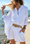 Italian White Bat Sleeve Buttoned Y Soft-Textured Casual D Woven Shirt 65 70 - 3