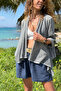 Italian Gray Ş Shawl Collar Double Sleeve D Textured Asymmetrical Casual D Woven Cardigan 70 50 - 4