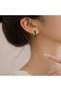 💚   Elegant and Stylish Gold Color Green Zirconia Stone Detailed Trendy Copper Earrings 💚 - 6