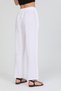 Women's White Italian B Drawstring Waist B Wide-Leg K Linen Trousers Size 40 - 46 - 6
